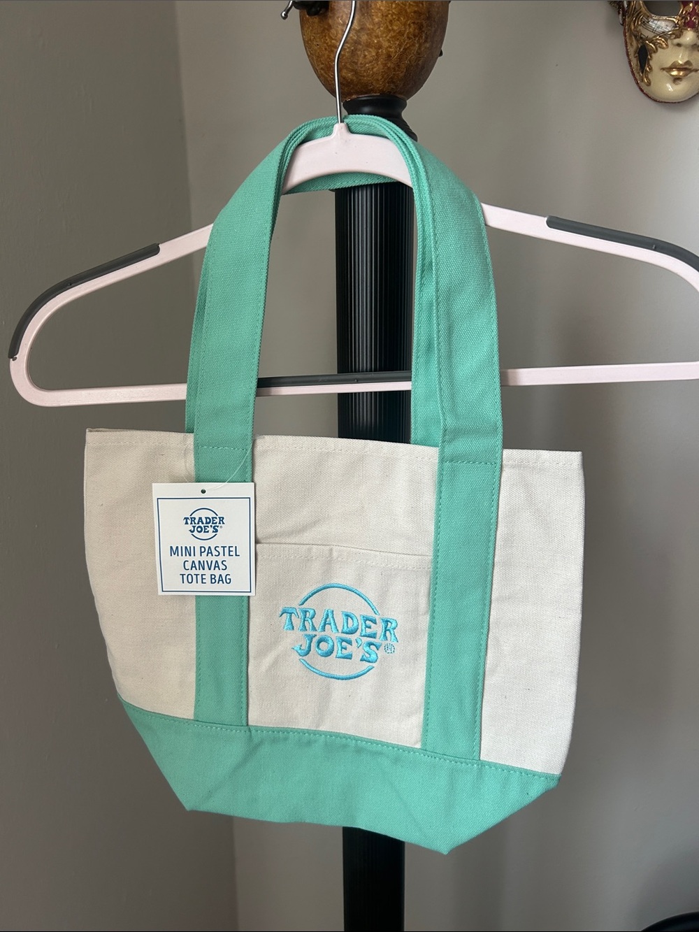 Trader Joe's Mini Canvas Tote Bag in Mint NWT